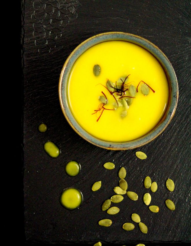 Saffron and Roasted Pumpkin Soup