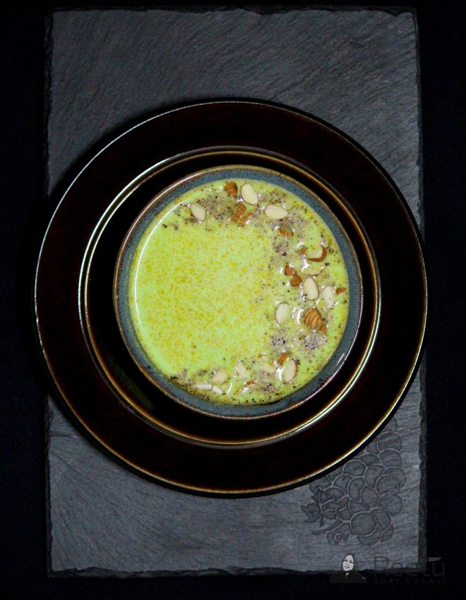 Broccoli and Almond soup with Chili Oil