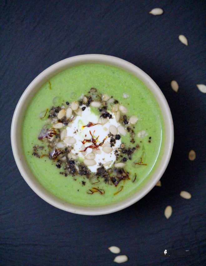 Broccoli, Cilantro and Saffron Soup