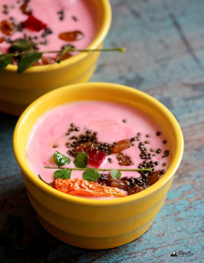 Oven Roasted Beetroot and Raisin Raita