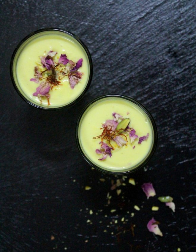 Zucchini, Cauliflower and Dried Rose Petal Soup