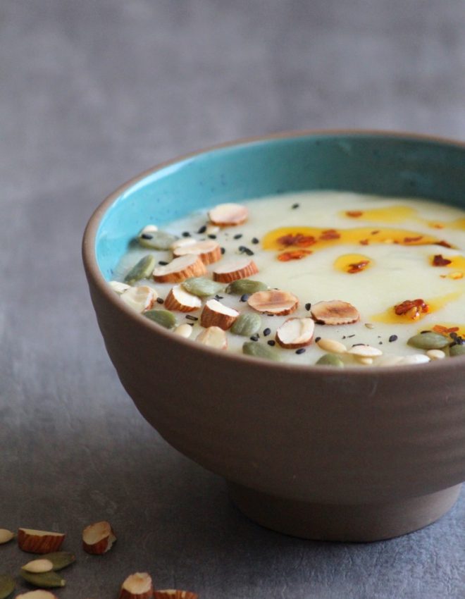 Roasted Almond, Cauliflower and Apple Porridge