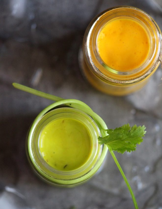 Avocado and Cilantro Smoothie & Sun-Kissed Alphonso Mango and Tender Coconut Smoothie