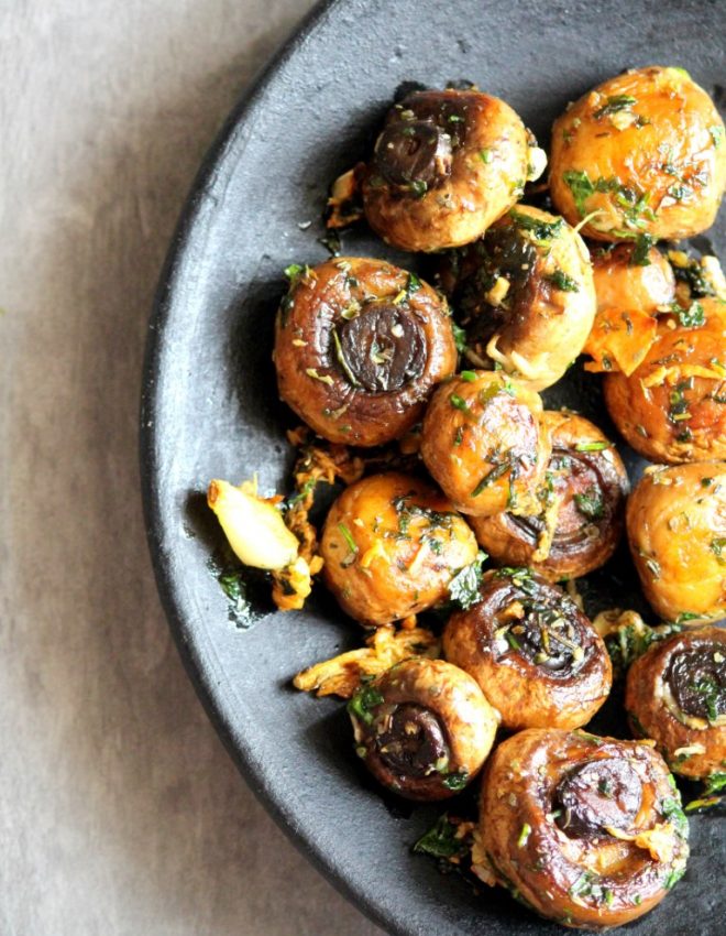 Oven Roasted Mixed Herbs, Garlic and Cilantro Mushrooms