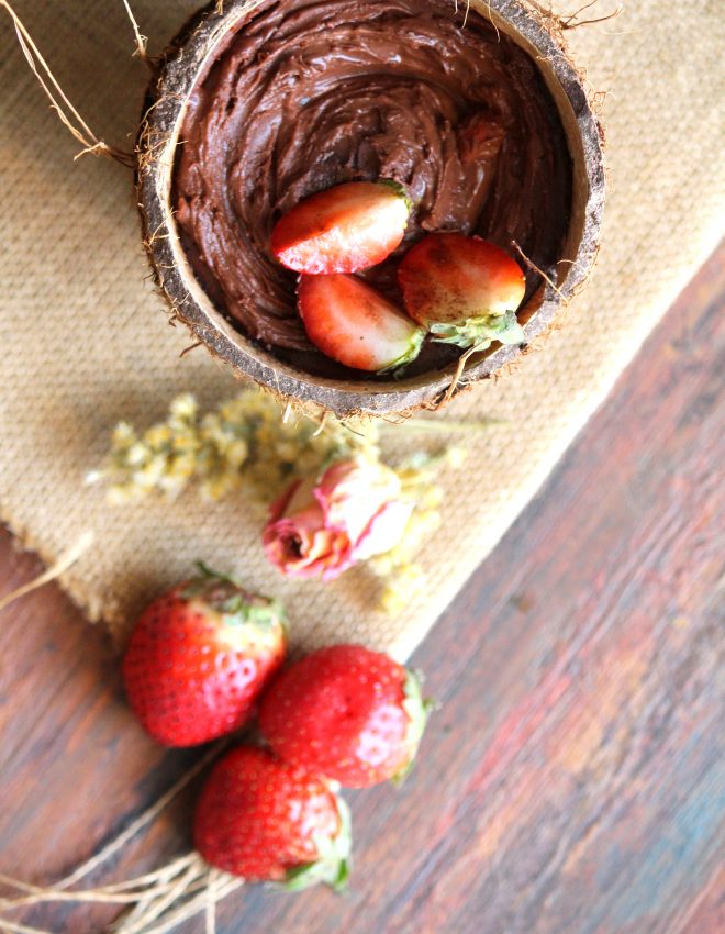 Dark Chocolate, Coconut and Strawberry Pudding (Eggless and No-Bake)