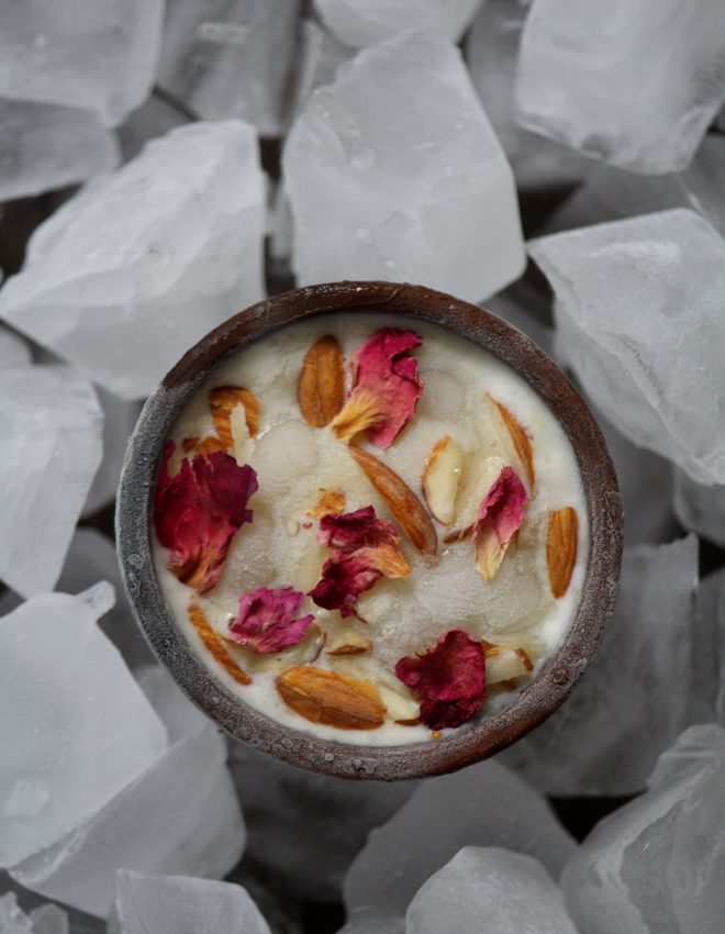 Lychee and Water Chestnut Matka Kulfi  (Lychee aur Singhare Ki Matka Kulfi)