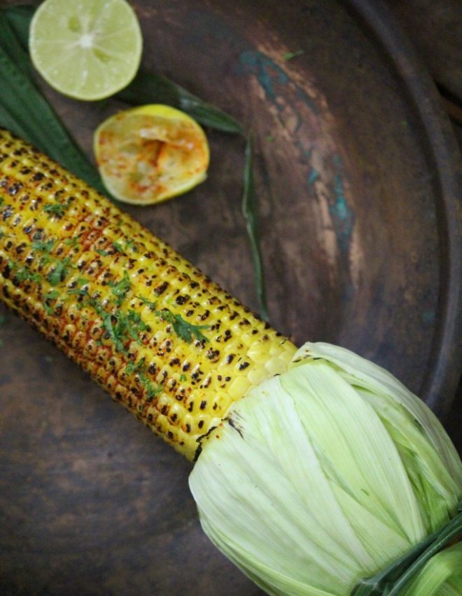 Grilled Corn on the Cob with Kolhapuri Spice Mix Rub